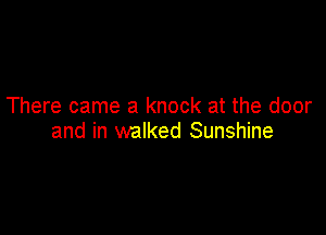 There came a knock at the door

and in walked Sunshine