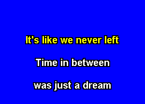 It's like we never left

Time in between

was just a dream