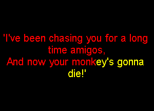 'I've been chasing you for a long
time amigos,

And now your monkey's gonna
die!'