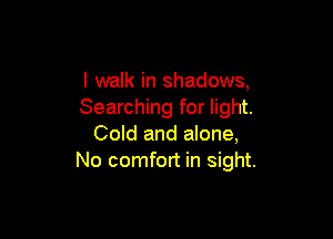 I walk in shadows,
Searching for light.

Cold and alone,
No comfort in sight.