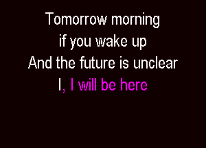 Tomorrow morning
if you wake up
And the future is unclear