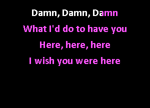 Damn, Damn, Damn
What I'd do to have you

Here, here, here

I wish you were here