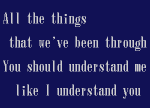 All the things
that wetve been through
You should understand me

like I understand you