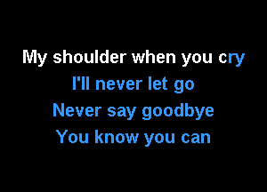 My shoulder when you cry
I'll never let go

Never say goodbye
You know you can