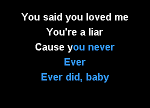 You said you loved me
You're a liar
Cause you never

Ever
Ever did, baby