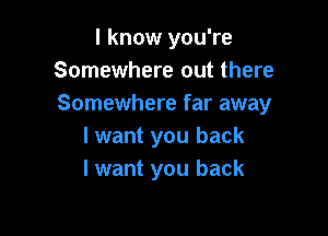 I know you're
Somewhere out there
Somewhere far away

I want you back
I want you back