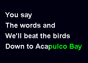 You say
The words and

We'll beat the birds
Down to Acapulco Bay