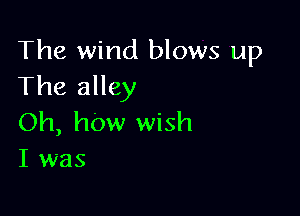 The wind blows up
The alley

Oh, hOW wish
I was