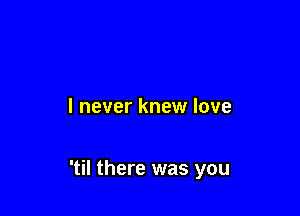 I never knew love

'til there was you