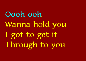 Oooh ooh
Wanna hold you

I got to get it
Through to you