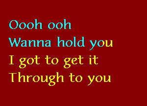 Oooh ooh
Wanna hold you

I got to get it
Through to you