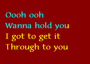 Oooh ooh
Wanna hold you

I got to get it
Through to you