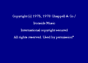 Copyright (c) 1975, 1978 Chapch 6c Col
Immidc Music
Inman'oxml copyright occumd

A11 righm marred Used by pminion