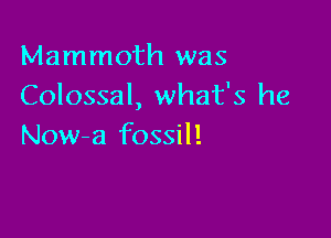Mammoth was
Colossal, what's he

Now-a fossil!