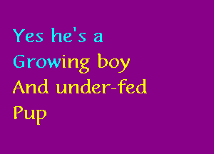 Yes he's a
Growing boy

And under-fed
Pup