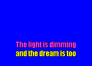 The light iS dimming
and the dream is too
