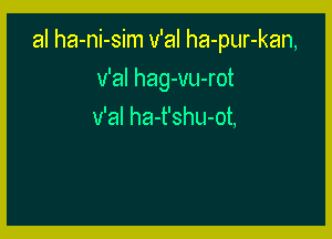 al ha-ni-sim v'al ha-pur-kan,

v'al hag-vu-rot
v'al ha-t'shu-ot,