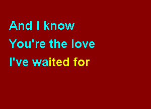 And I know
You're the love

I've waited for