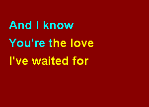 And I know
You're the love

I've waited for