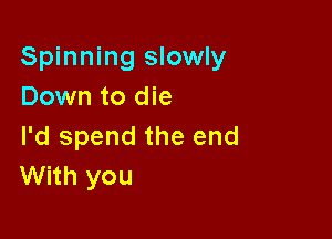 Spinning slowly
Down to die

I'd spend the end
With you