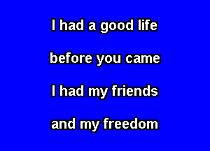 I had a good life

before you came

I had my friends

and my freedom