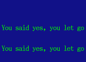 You said yes, you let go

You said yes, you let go