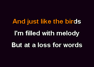 And just like the birds

I'm filled with melody

But at a loss for words