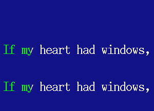 If my heart had windows,

If my heart had windows,