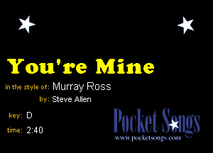 I? 41

You're Mfume

mm mu.- 01 Murray Ross

' Pocket Smgs

mWeom
