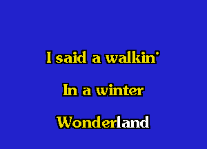 I said a walkin'

In a winter

Wonder! and