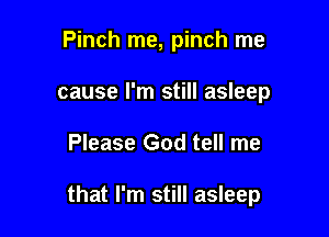 Pinch me, pinch me
cause I'm still asleep

Please God tell me

that I'm still asleep