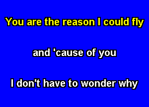 You are the reason I could fly

and 'cause of you

I don't have to wonder why