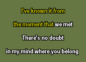 I've known it from
the moment that we met

There's no doubt

in my mind where you belong