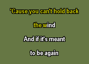 'Cause you can't hold back

the wind
And if it's meant

to be again