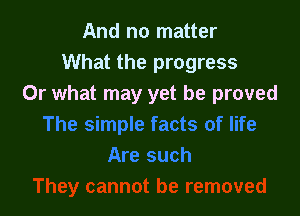 And no matter
What the progress
Or what may yet be proved