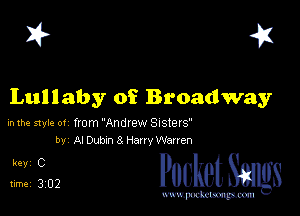 I? 451

Lullaby of Broadway

'11 the szer 0! from Andrew Sisters
by Al Dubm 8 Hany Warren

51302 cheth

www.pcetmaxu