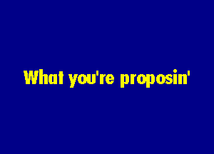 What you're proposin'