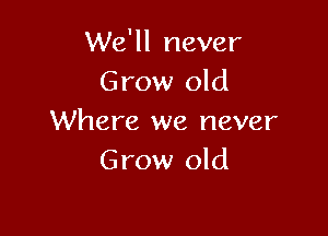 We'll never
Grow old

Where we never
Grow old