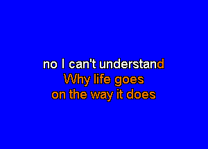 no I can't understand

Why life goes
on the way it does