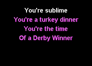 You're sublime
You're a turkey dinner
You're the time

Of a Derby Winner