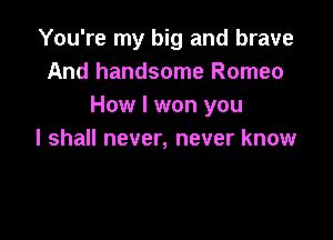 You're my big and brave
And handsome Romeo
How I won you

I shall never, never know
