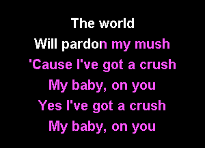 The world
Will pardon my mush
'Cause I've got a crush

My baby, on you
Yes I've got a crush
My baby, on you