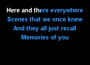 Here and there everywhere
Scenes that we once knew
And they all just recall

Memories of you