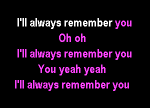 I'll always remember you
Oh oh

I'll always remember you
You yeah yeah
I'll always remember you