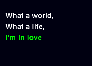 What a world,
What a life,

I'm in love