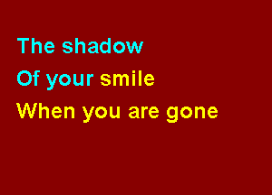 The shadow
Of your smile

When you are gone
