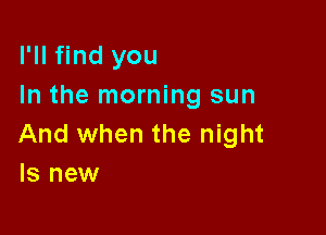 I'll find you
In the morning sun

And when the night
ls new