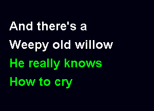 And there's a
Weepy old willow

He really knows
How to cry