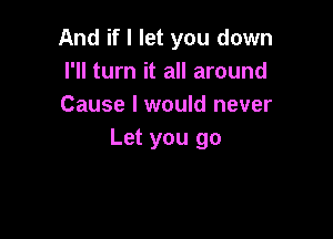 And if I let you down
I'll turn it all around
Cause I would never

Let you go