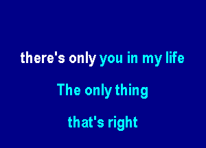 there's only you in my life

The onlything

that's right